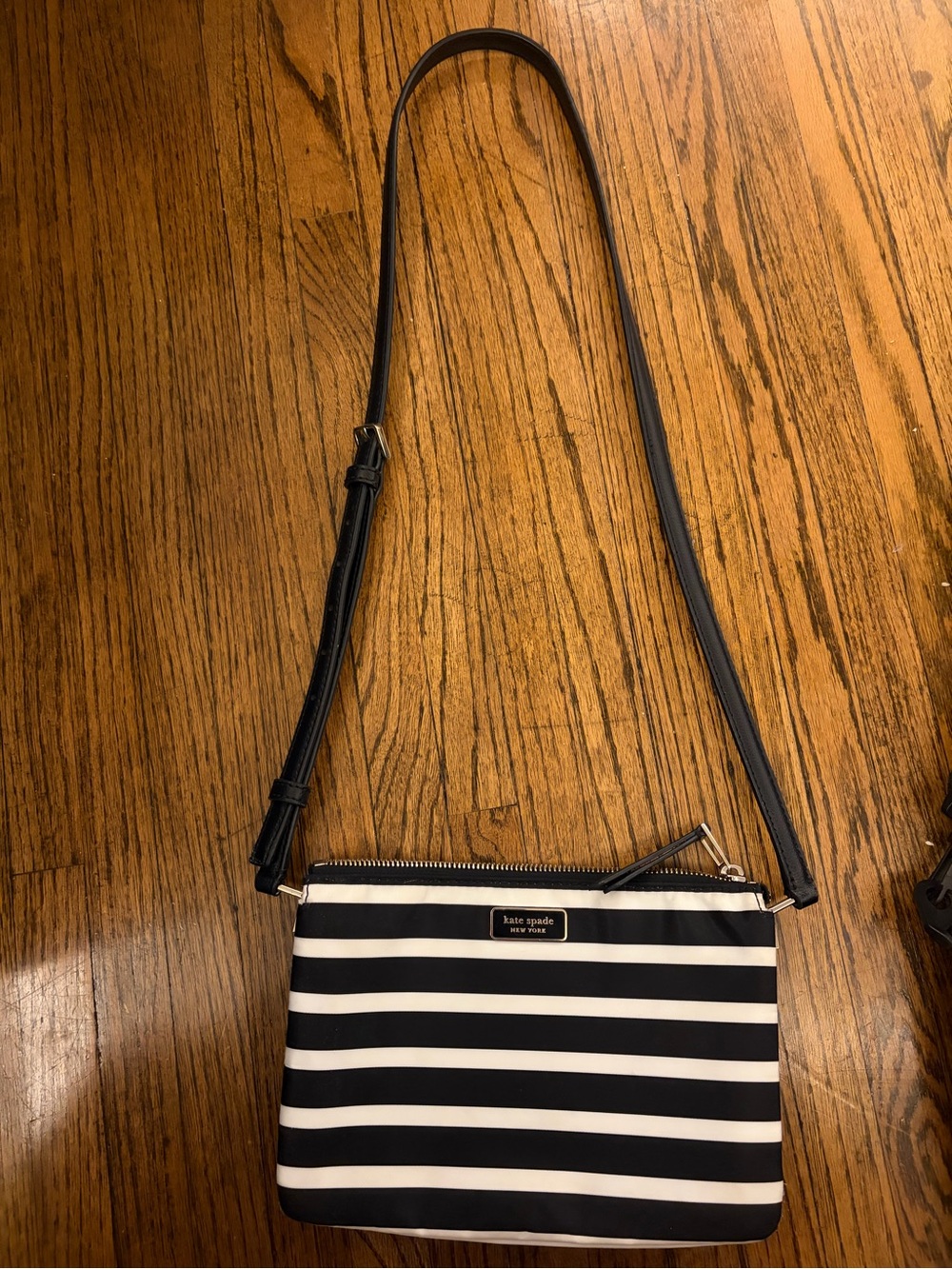 kate spade New York Black and White Stripe Crossbody Bag